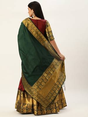South Indian Traditonal Woven With Zari Work Half Saree 2