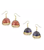  Combo Maroon & Navy Blue Jumka Set of 2 