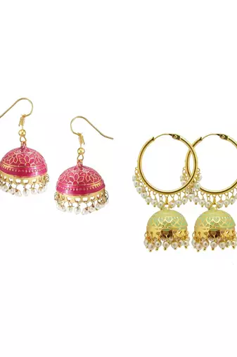  Combo Pista & Rani Jumka & Hoop Earring Set of 2