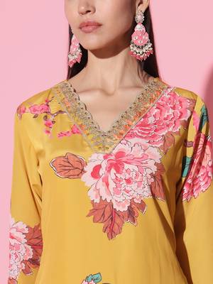 Muslin Fabric Printed and Embroidered work Straight cut Kurta Pant and Dupatta Set 4