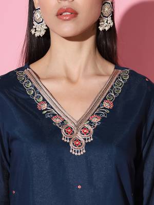 Viscose Fabric Embroidered work Straight cut Kurta Pant and Dupatta Set 3