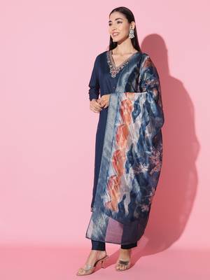 Viscose Fabric Embroidered work Straight cut Kurta Pant and Dupatta Set 4
