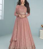 Peach Embroidered Georgette Festival Wear Anarkali Salwar