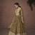 Olive green organza print silk free size stitched trendy salwar kameez