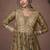 Olive green organza print silk free size stitched trendy salwar kameez