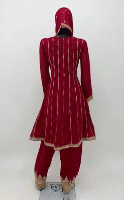 Elegant Ruby Pink Vichitra Full Stitched Ethnic Suit Set with Embroidered Dupatta 5