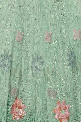 AQUA HEAVY EMBROIDERED NET DESIGNER BRIDAL WEDDING & PARTY WEAR FESTIVAL SEMI STITCHED LEHENGA 6