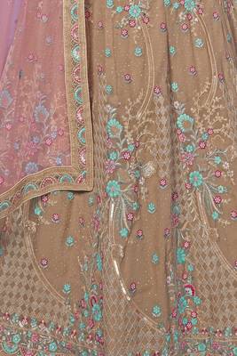 MAUVE HEAVY EMBROIDERED GEORGETTE DESIGNER BRIDAL WEDDING & PARTY WEAR FESTIVAL SEMI STITCHED LEHENGA 6