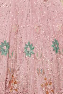 PEACH HEAVY EMBROIDERED NET DESIGNER BRIDAL WEDDING & PARTY WEAR FESTIVAL SEMI STITCHED LEHENGA 6