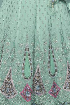 AQUA HEAVY EMBROIDERED GEORGETTE DESIGNER BRIDAL WEDDING & PARTY WEAR FESTIVAL SEMI STITCHED LEHENGA 6