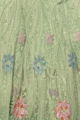 SEA GREEN HEAVY EMBROIDERED NET DESIGNER BRIDAL WEDDING & PARTY WEAR FESTIVAL SEMI STITCHED LEHENGA 6