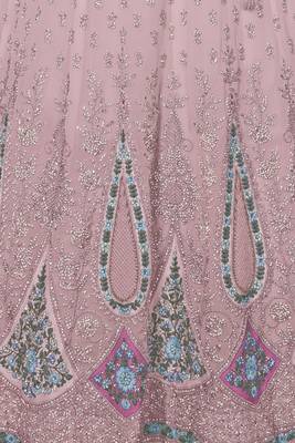 PINK HEAVY EMBROIDERED GEORGETTE DESIGNER BRIDAL WEDDING & PARTY WEAR FESTIVAL SEMI STITCHED LEHENGA 6