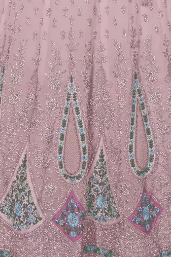 PINK HEAVY EMBROIDERED GEORGETTE DESIGNER BRIDAL WEDDING & PARTY WEAR FESTIVAL SEMI STITCHED LEHENGA