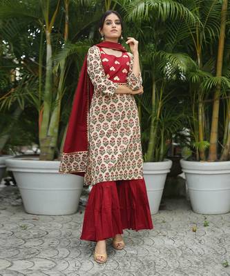 Maroon gharara suit set 1
