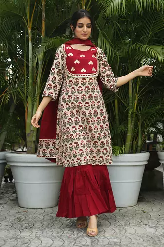 Maroon gharara suit set