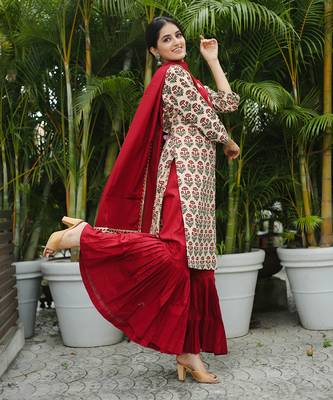 Maroon gharara suit set 4