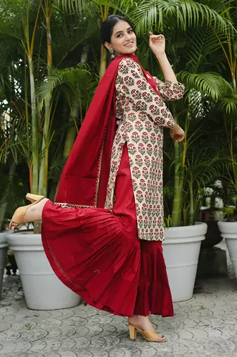 Maroon gharara suit set