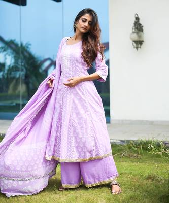 Lilac handblock suit set 2