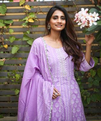 Lilac handblock suit set 3