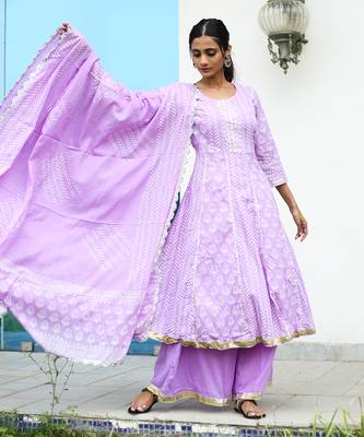 Lilac handblock suit set 4