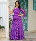 Purple Georgette Leheriya Plus Size Kurta Set