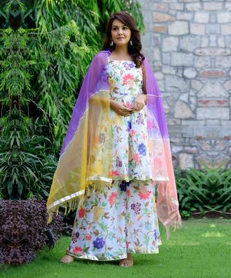 Dreamy floral mirrorwork suit set 1