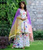 Dreamy floral mirrorwork suit set