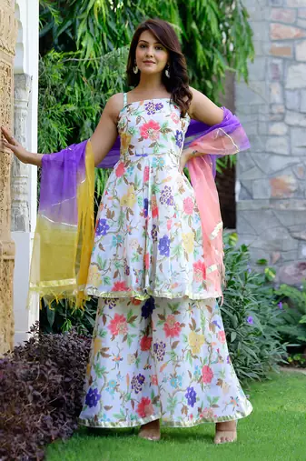 Dreamy floral mirrorwork suit set
