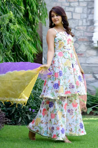 Dreamy floral mirrorwork suit set