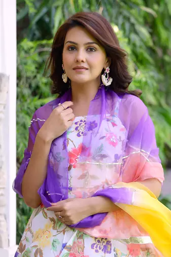 Dreamy floral mirrorwork suit set