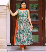 Green lily anarkali suit set
