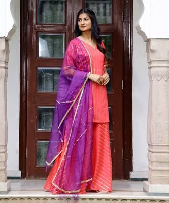 Coral chanderi kurta set 1