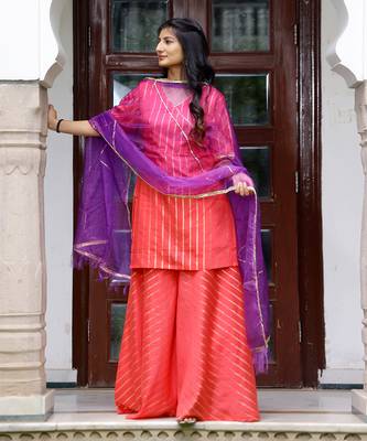Coral chanderi kurta set 2