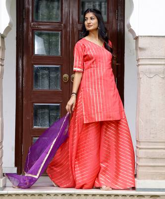 Coral chanderi kurta set 3