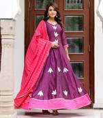 Purple embellished anarkali set