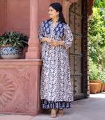 Navy blue printed kurta set