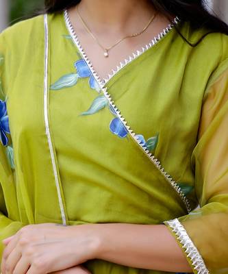 Mehendi green handpainted suit set 2