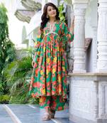 Green floral kurta set