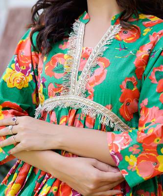 Green floral kurta set 3
