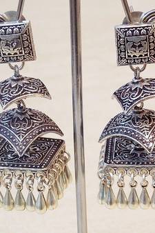Tribal german silver jhumka earring