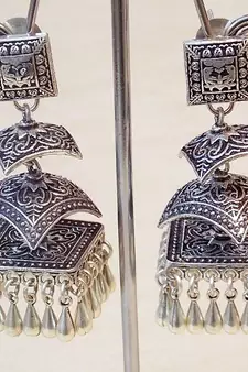 Tribal german silver jhumka earring