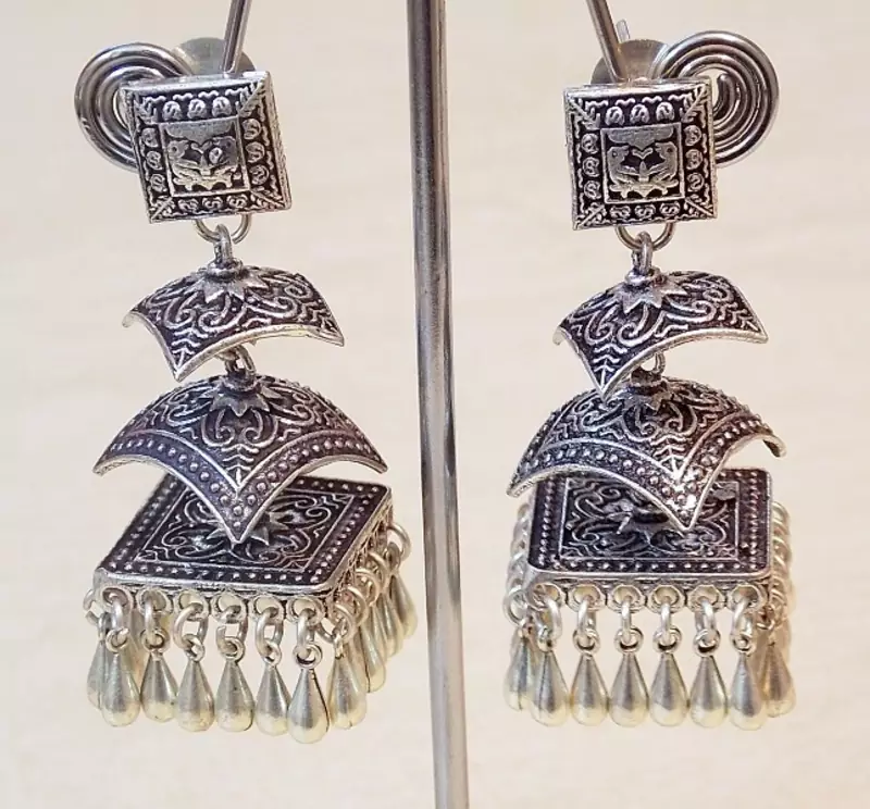 Tribal german silver jhumka earring