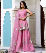 Flamingo pink handpainted suit set