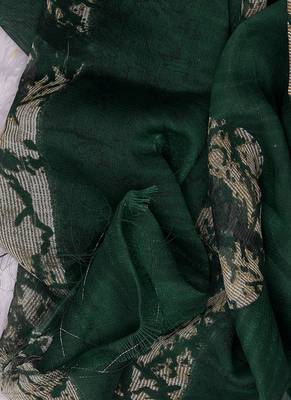 Beige crepe designer printed unstitched suit with chiffon dupatta 4