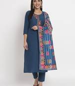 Blue embroidery cotton kurta set
