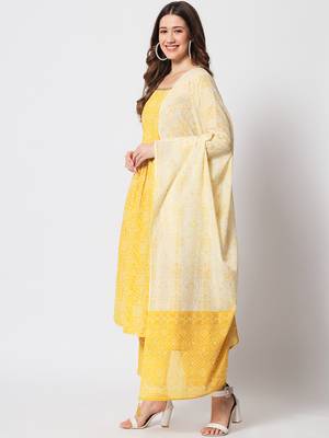 Yellow cotton hand printed  kurta set 2