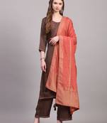 Brown cotton embroidery  kurta set
