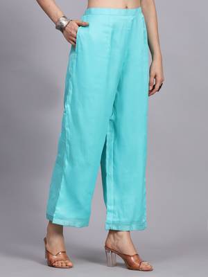 Turquoise cotton embroidery kurta set 5