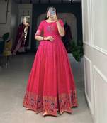 Women's Paithani With Jacquard Silk Long Gown