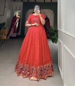 Women's Paithani With Jacquard Silk Long Gown